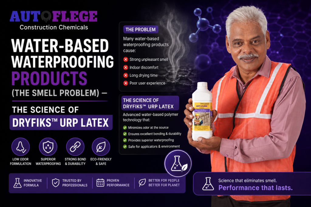 WATER-BASED WATERPROOFING PRODUCTS (THE SMELL PROBLEM) — THE SCIENCE OF DRYFIKS™ URP LATEX